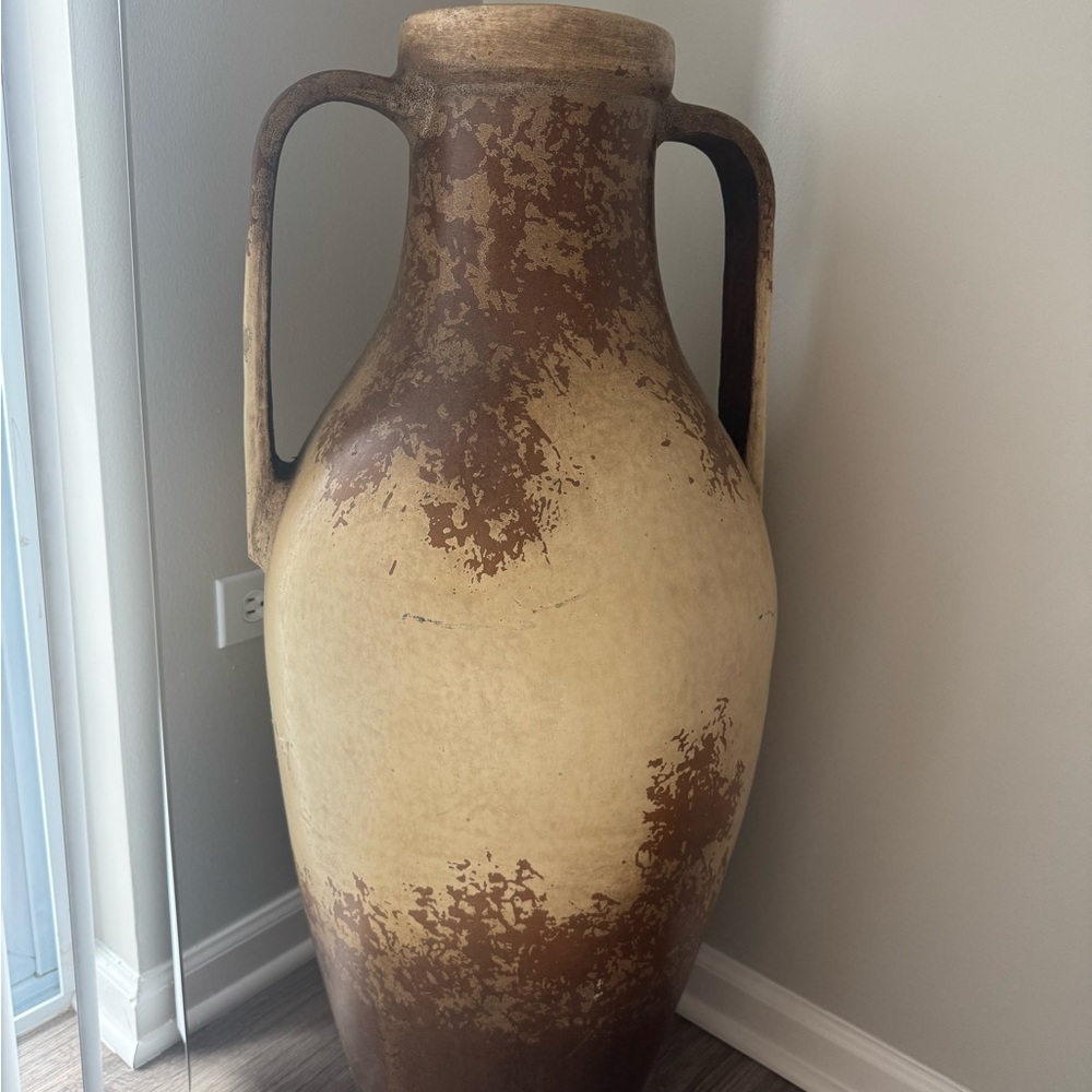 Large Brown and Cream Decorative Vase